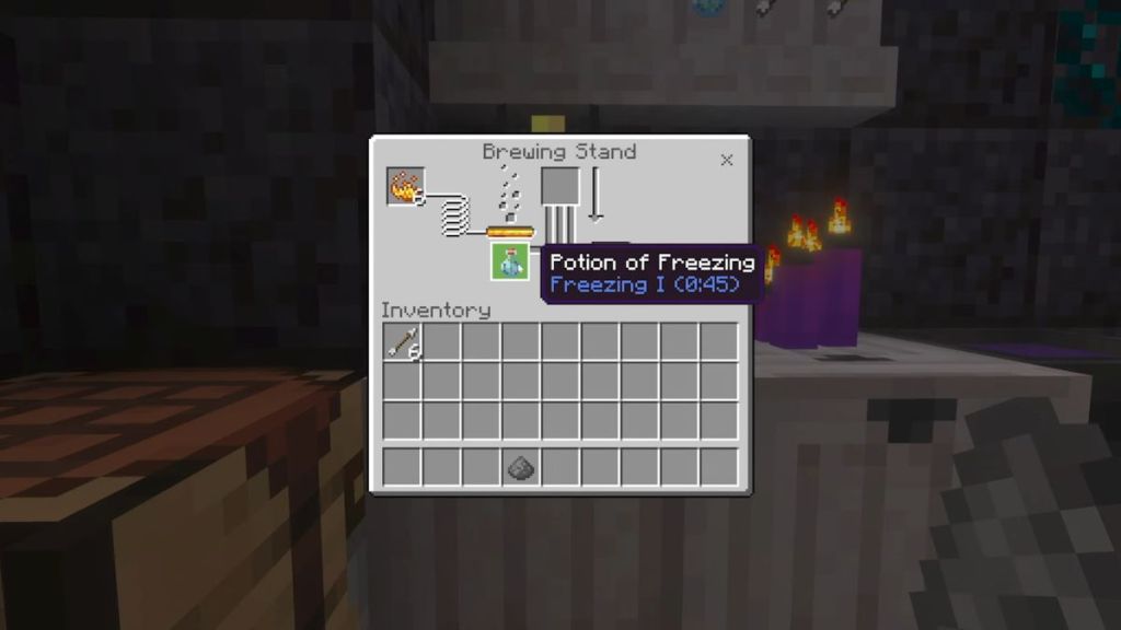 Công thức Freezing Potion trong Minecraft Winter Drop