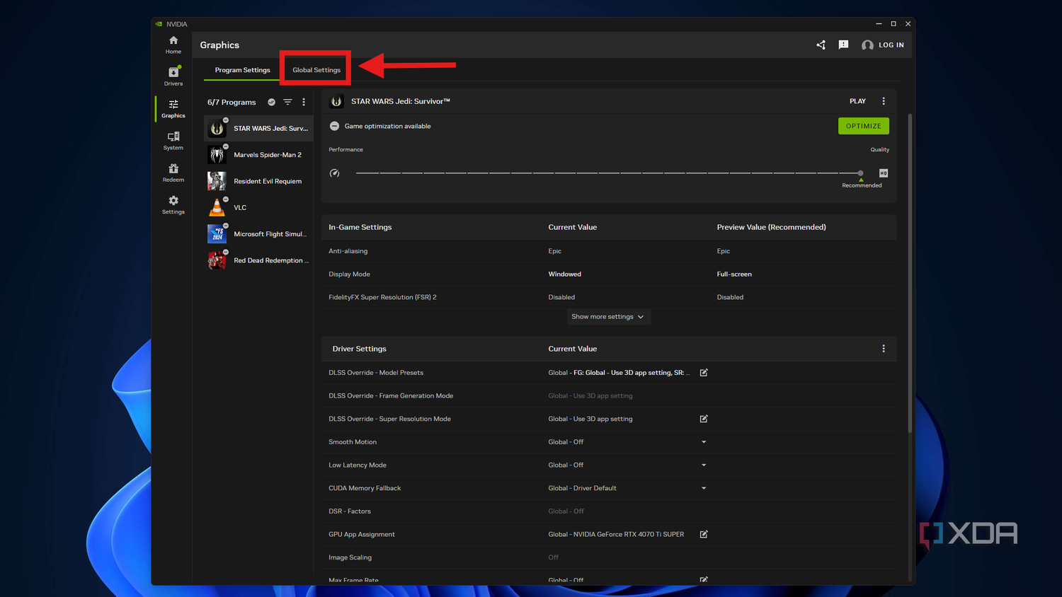 Giao diện thiết lập Shader Cache Size trong Nvidia App