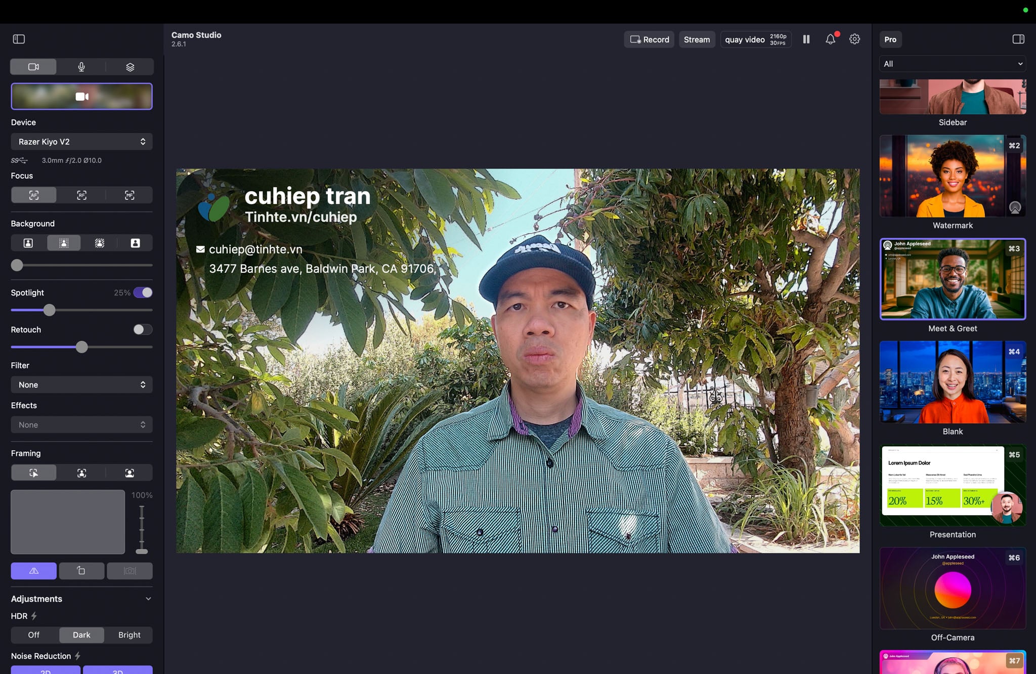 Giao diện phần mềm Camo Studio Pro