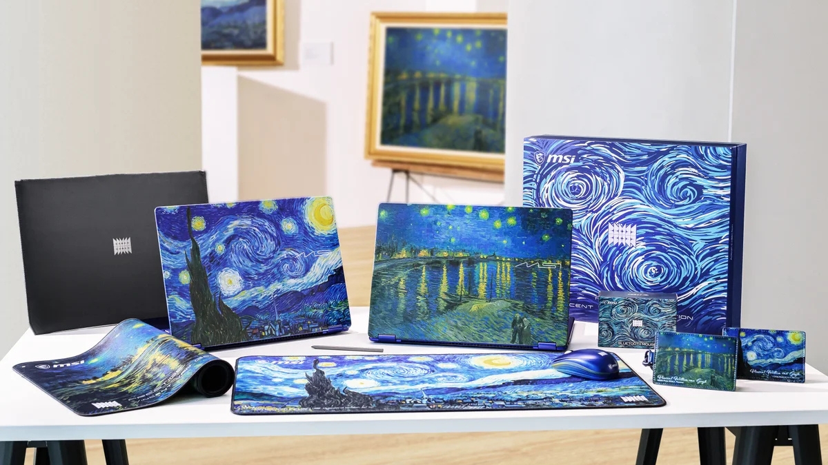 Bộ phụ kiện chủ đề Van Gogh của MSI Prestige 14 Flip AI