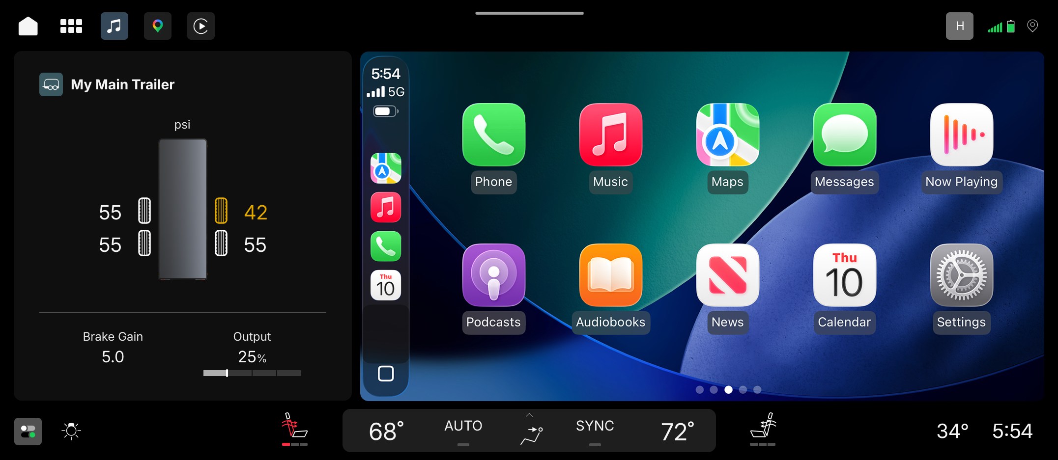 Giao diện Apple CarPlay chia đôi màn hình trên xe GM