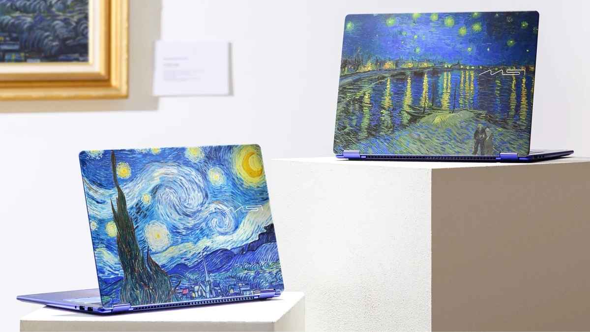 MSI Prestige 14 Flip AI+ Van Gogh Edition phong cách hội họa Starry Night