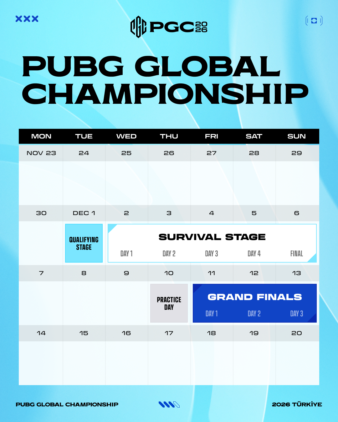 Lịch thi đấu tổng quan giải vô địch thế giới PUBG Global Championship 2026