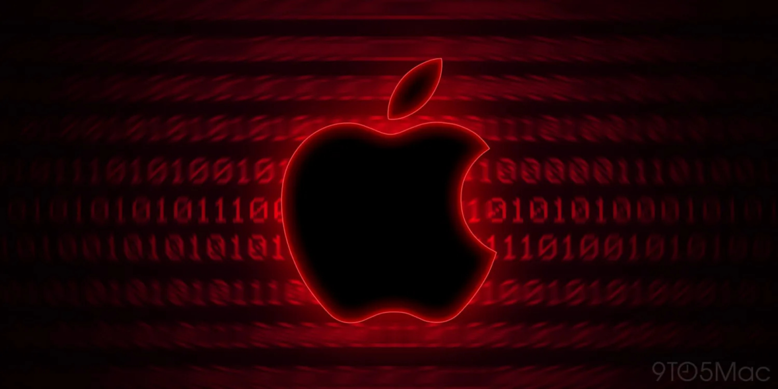 Biểu tượng bảo mật Apple và mã nguồn trên nền tối