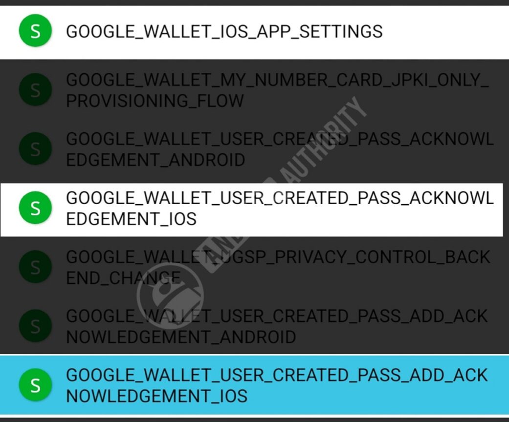 Ảnh chụp màn hình các dòng mã nguồn tham chiếu Google Wallet trên iOS