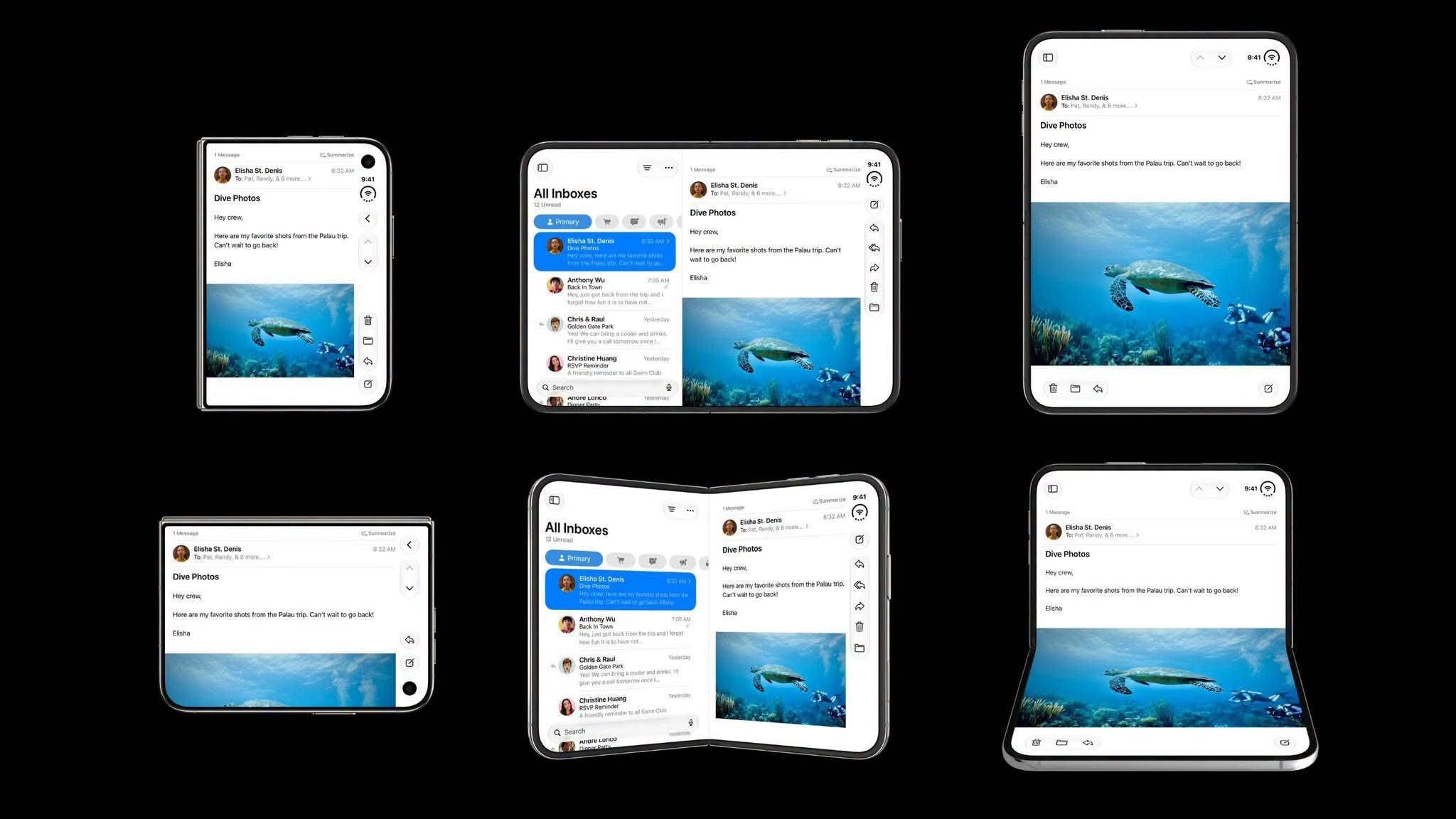 Các tư thế gập mở và cách giao diện tự động thích ứng trên iPhone Duo