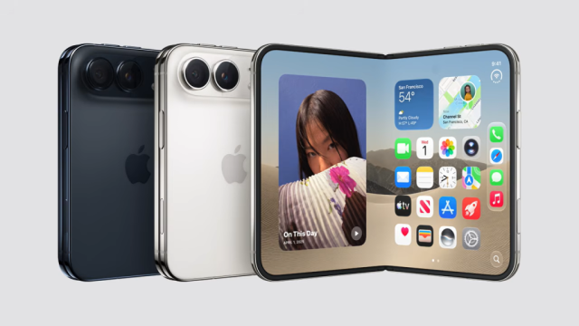 iPhone Duo với hai tùy chọn màu sắc và trạng thái mở màn hình