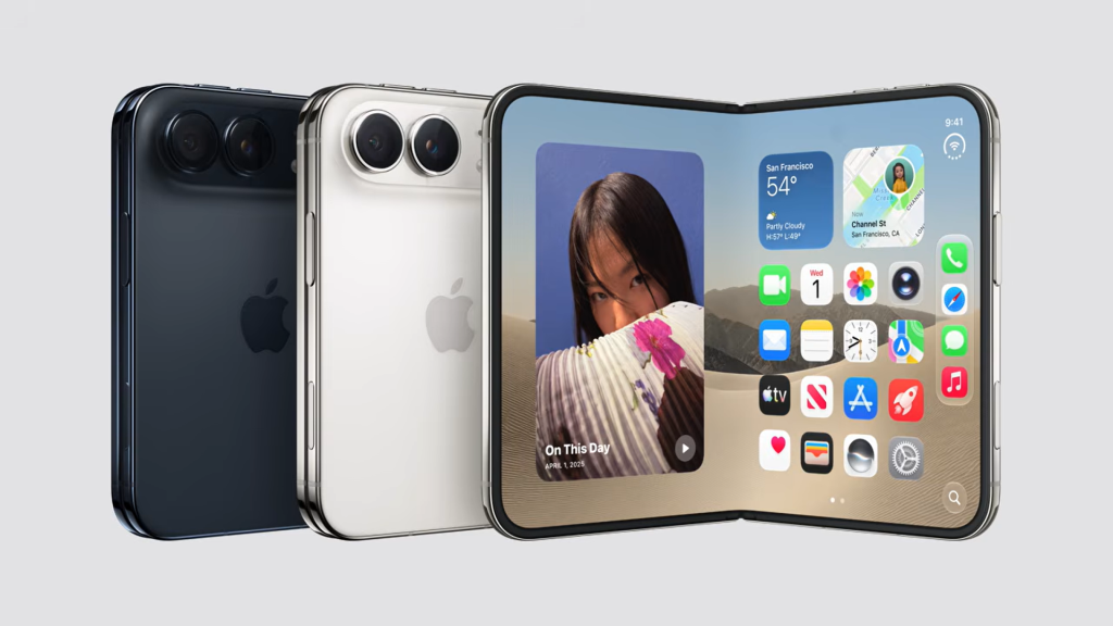 iPhone Duo với hai tùy chọn màu sắc và trạng thái mở màn hình