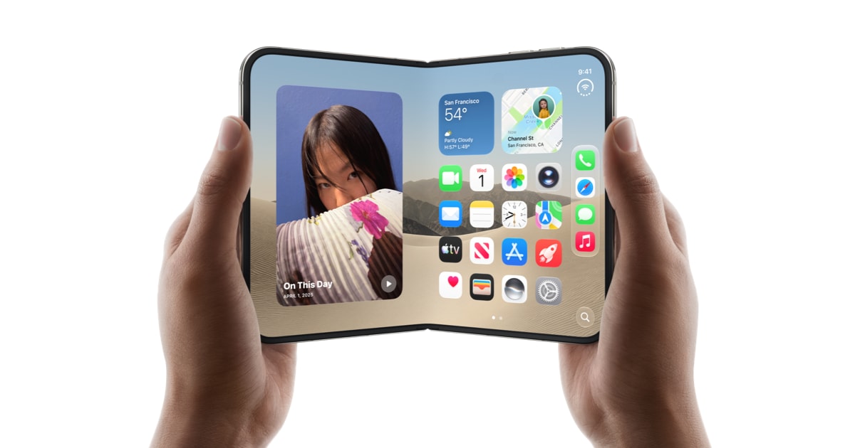 iPhone Duo mở ra để lộ màn hình gập kích thước lớn