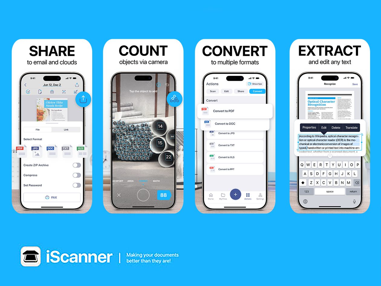 Các tính năng chỉnh sửa PDF và bảo vệ tập tin trên iScanner