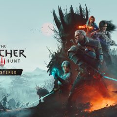 Key art chính thức của The Witcher 3: Wild Hunt Remastered với Geralt, Ciri, Yennefer và Triss.
