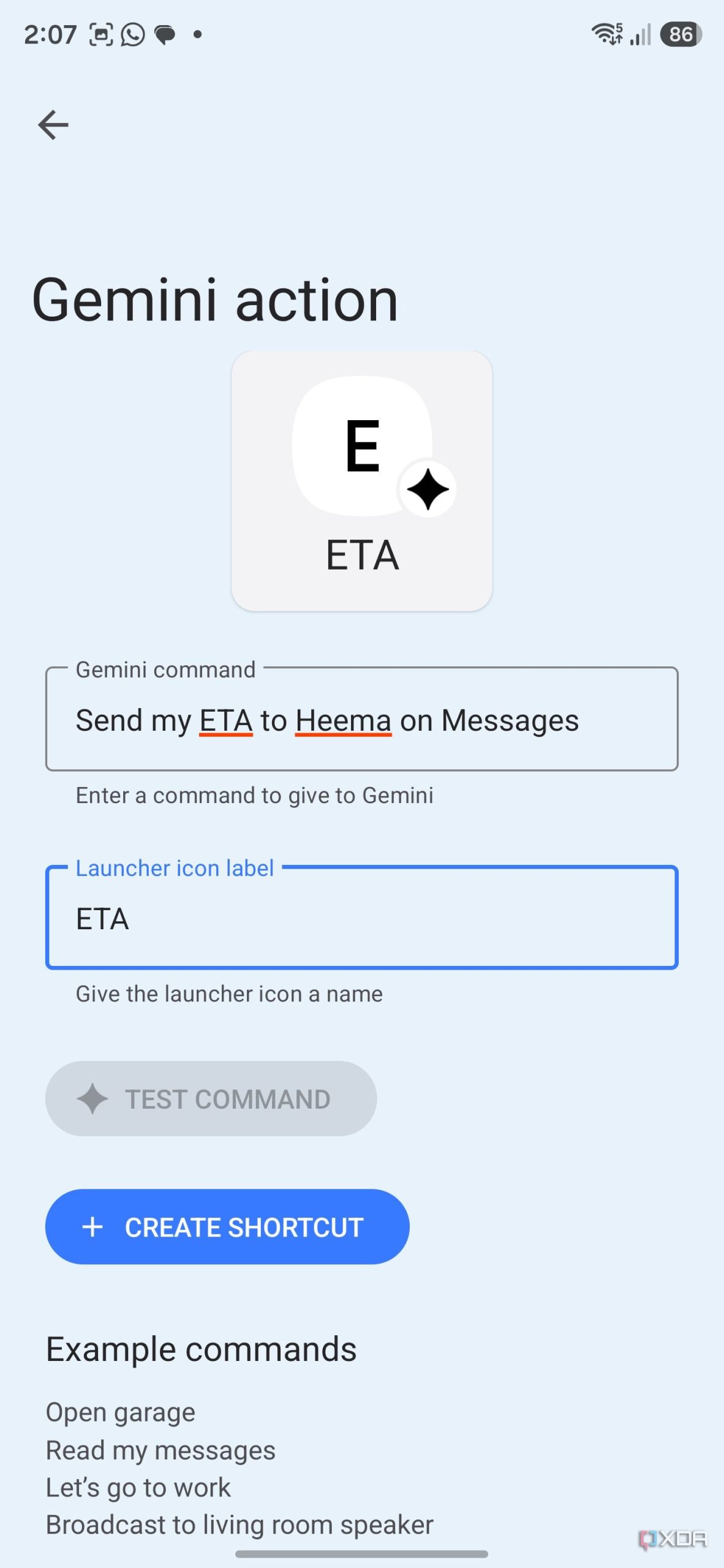 Giao diện cài đặt Android Auto trên điện thoại chọn Add a shortcut to the launcher