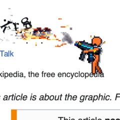 Nhân vật người que bắn vỡ chữ trên trang Wikipedia trong Destroy Any Website