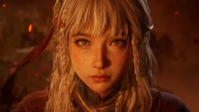 Nhân vật tóc trắng của Nodusfall trong ánh sáng cam, gợi không khí fantasy tối màu. Ảnh: GamesRadar
