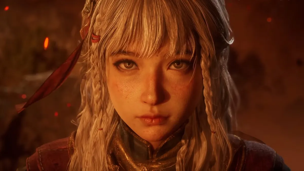 Nhân vật tóc trắng của Nodusfall trong ánh sáng cam, gợi không khí fantasy tối màu. Ảnh: GamesRadar