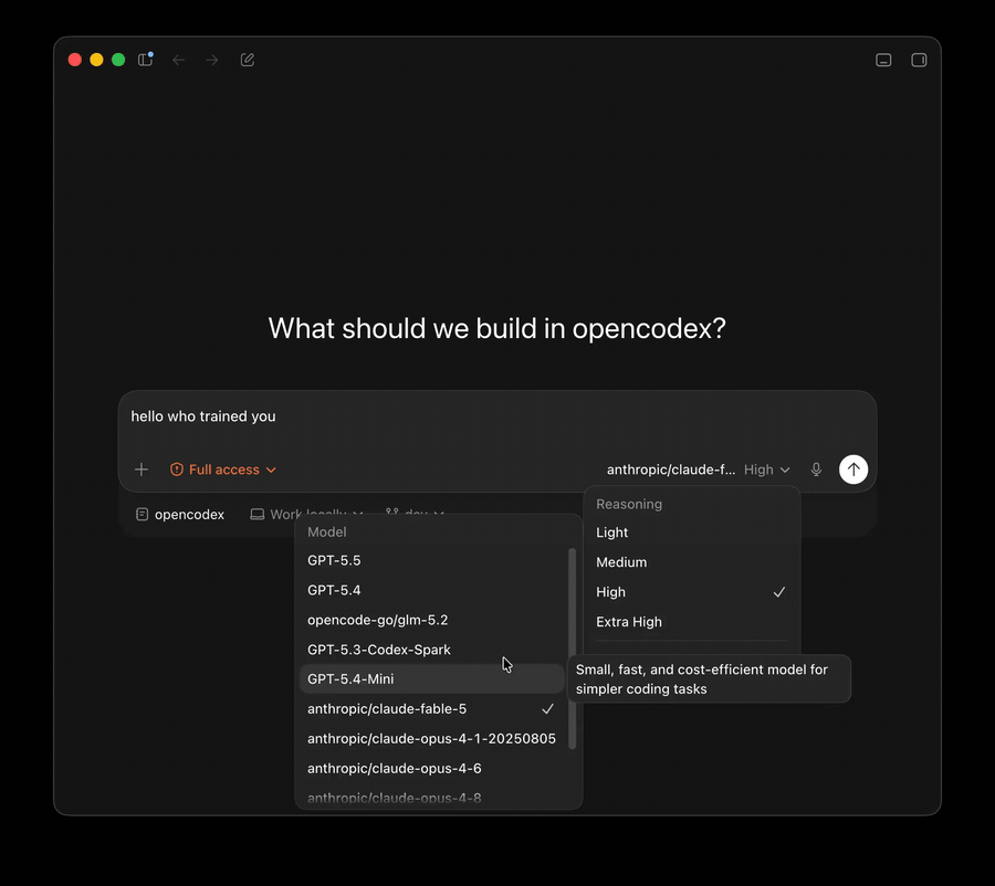Ảnh demo giao diện opencodex