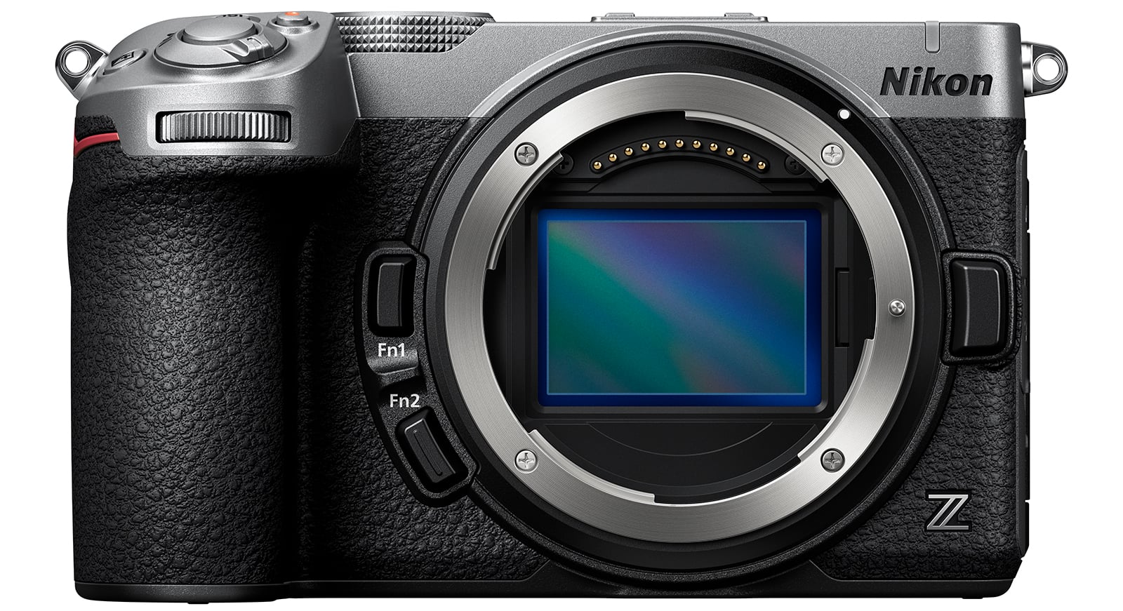 Mặt trước thân máy Nikon Z5 IIC nắp bạc để lộ cảm biến 24.5MP bên trong ngàm Z