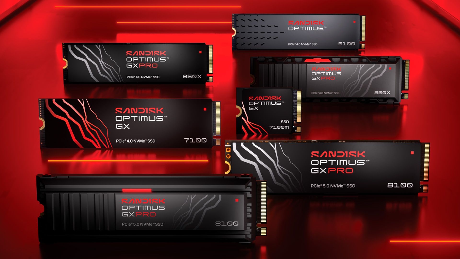Dải sản phẩm SSD SanDisk Optimus gồm Optimus 5100, GX 7100 và GX PRO 8100