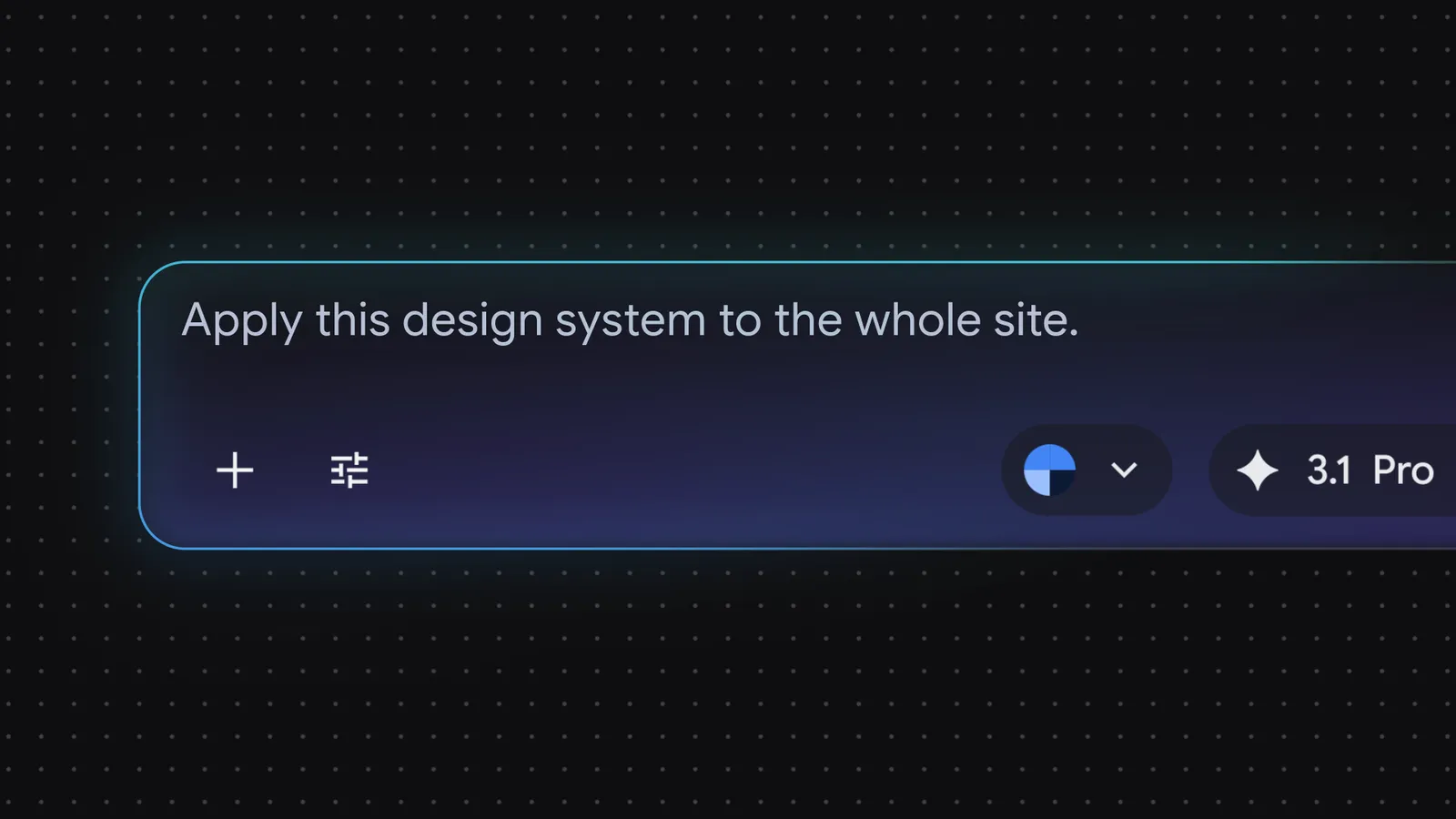 Thanh nhập lệnh trong Stitch yêu cầu áp dụng hệ thống thiết kế cho toàn bộ website