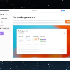 Bản thiết kế onboarding trên Page của Space với con trỏ đồng đội và thanh bên.