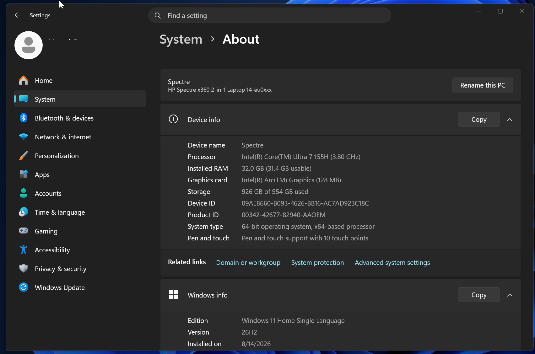 Thông tin phiên bản Windows 11 26H2 và build number