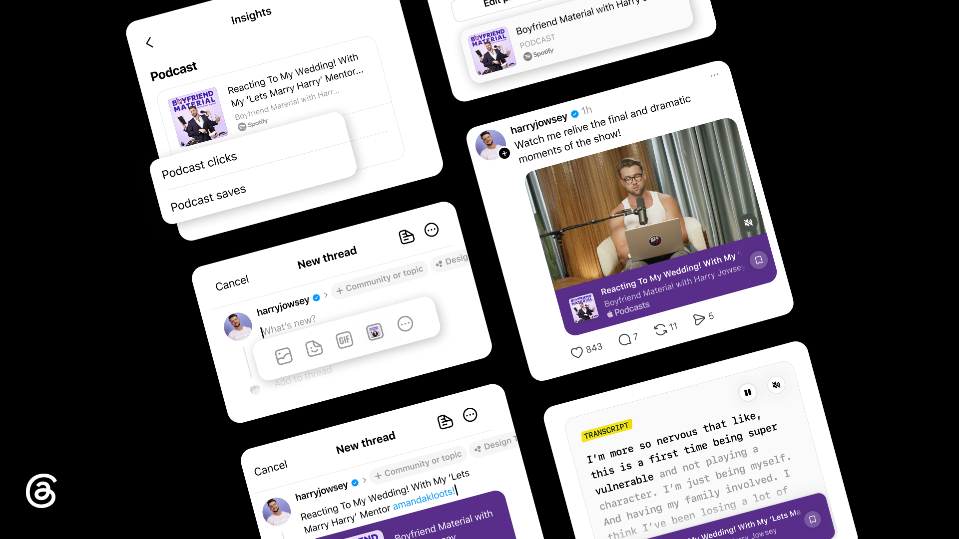Giao diện tính năng podcast và các công cụ hỗ trợ người sáng tạo trên Threads do Meta công bố