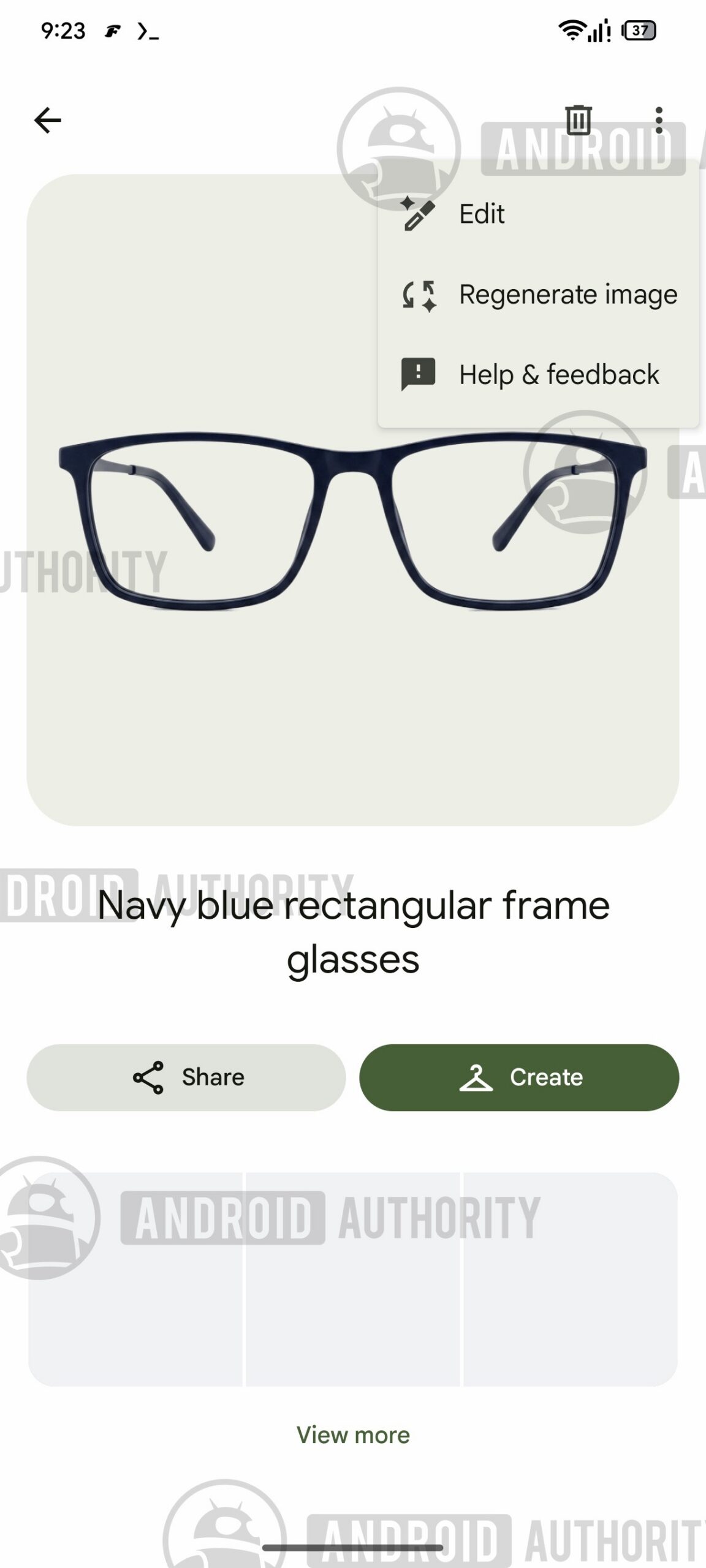 Tùy chọn Regenerate image trong menu chi tiết trang phục Google Photos