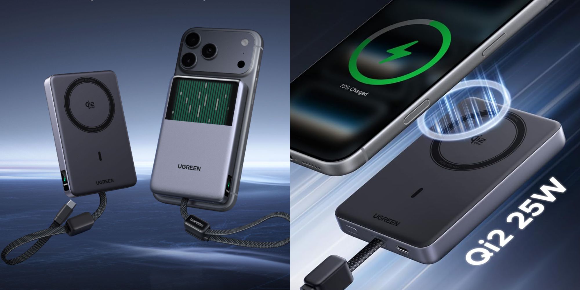 Pin sạc dự phòng không dây từ tính UGREEN MagFlow Pro 10000mAh hỗ trợ chuẩn Qi2 25W