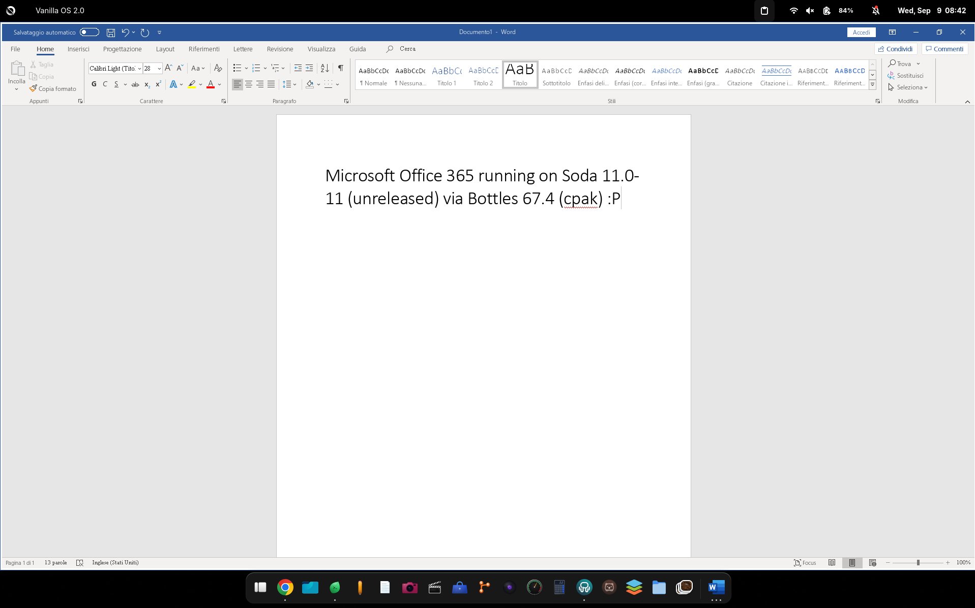 Giao diện Microsoft Word trong bộ Microsoft 365 hoạt động trên Linux