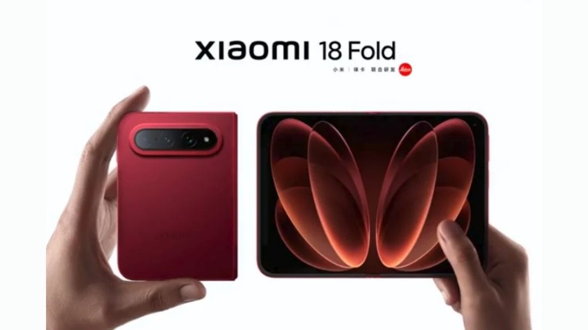 Xiaomi 18 Fold gap va mo, cho thay mat lung camera va man hinh chinh khi mo ra