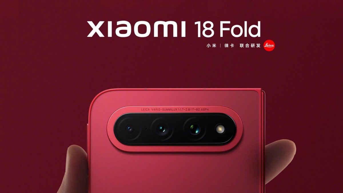 Can canh cum camera Leica ba ong kinh phia sau Xiaomi 18 Fold mau do