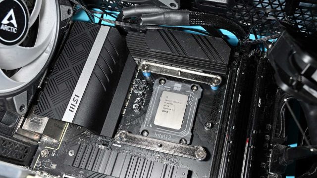 A desktop processor installed on a motherboard