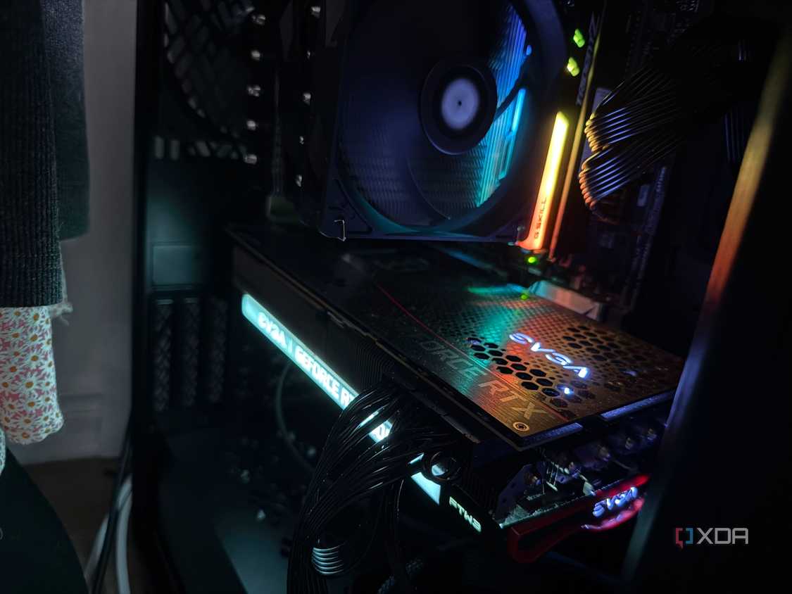 A PC build with an RTX 3080 installed