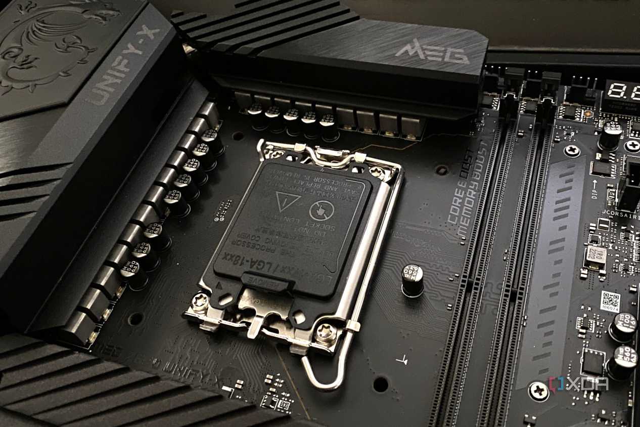 A Z690 motherboard showing a socket cover on the LGA 1700 socket