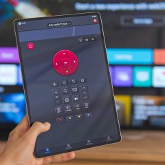 An Android tablet using an universal TV remote control app