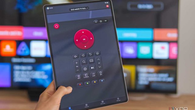 An Android tablet using an universal TV remote control app