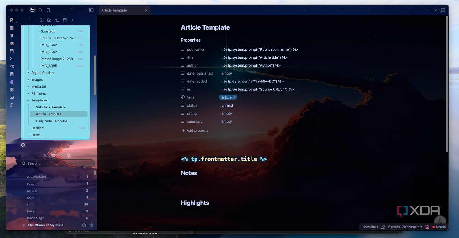 An example of a Templater template