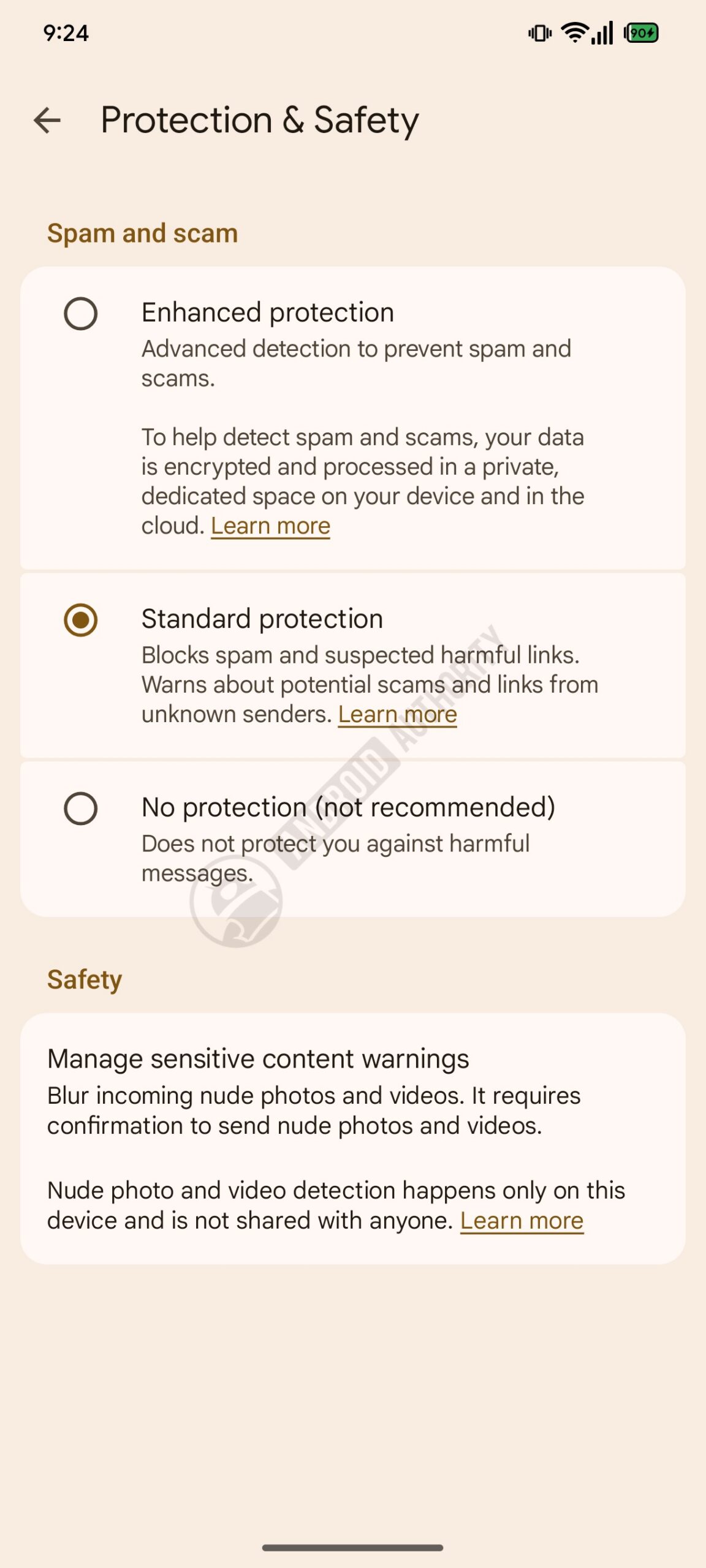 Ba mức bảo vệ trong Google Messages beta