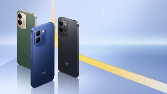 Ba tùy chọn màu sắc của Poco C95 Pro gồm xanh lục, xanh lam và đen