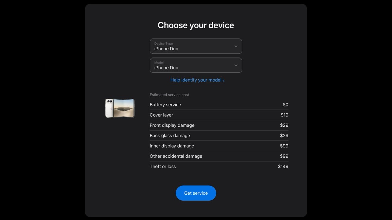 Bảng chi phí sửa chữa AppleCare cho iPhone Duo
