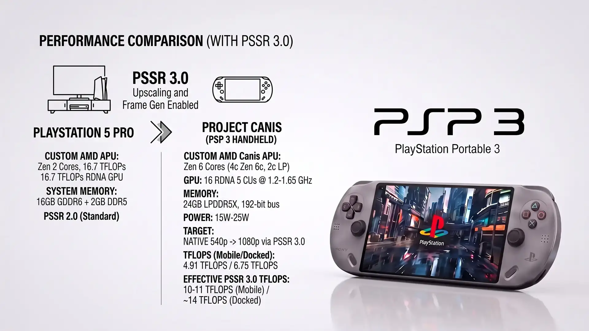 Bảng so sánh thông số kỹ thuật rò rỉ của Project Canis và PS5 Pro