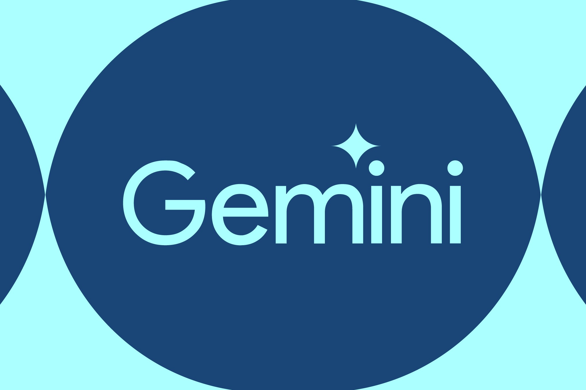 Biểu trưng Gemini, chữ Gemini màu xanh nhạt trên nền xanh đậm kèm ngôi sao lấp lánh