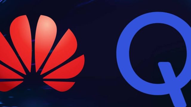 Biểu trưng Huawei và Qualcomm đại diện cho thỏa thuận cấp phép bằng sáng chế