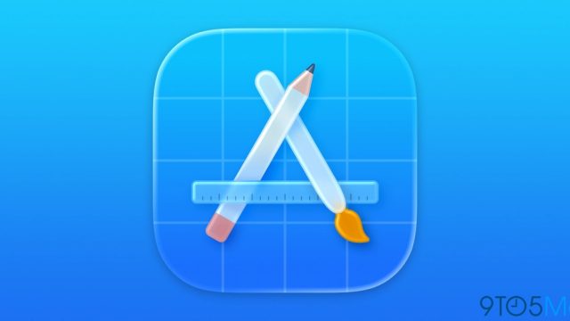Biểu tượng Apple Developer trên nền xanh
