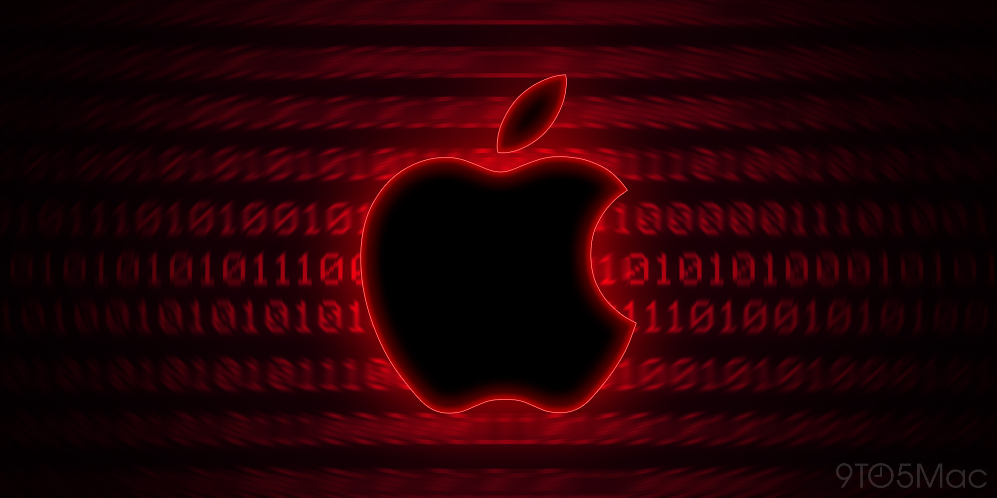 Biểu tượng Apple trên nền mã nhị phân gợi chủ đề an ninh phần mềm của đợt vá lần này.