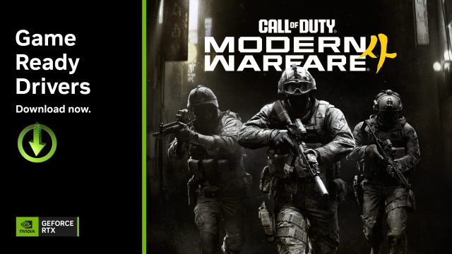 Các binh sĩ trong hình quảng bá Call of Duty Modern Warfare 4 cùng nhận diện GeForce RTX Game Ready Driver