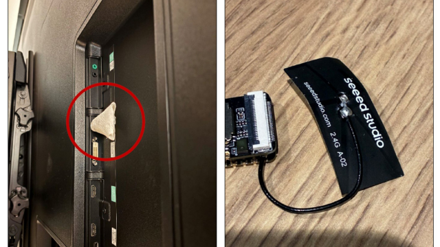 Bo mạch Seeed Studio XIAO ESP32-S3 Sense dán sau màn hình TV phòng họp OpenAI