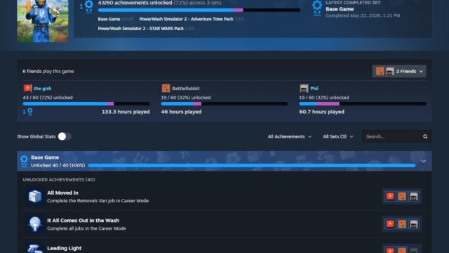 Bộ thành tựu game gốc và DLC của PowerWash Simulator 2 trên Steam