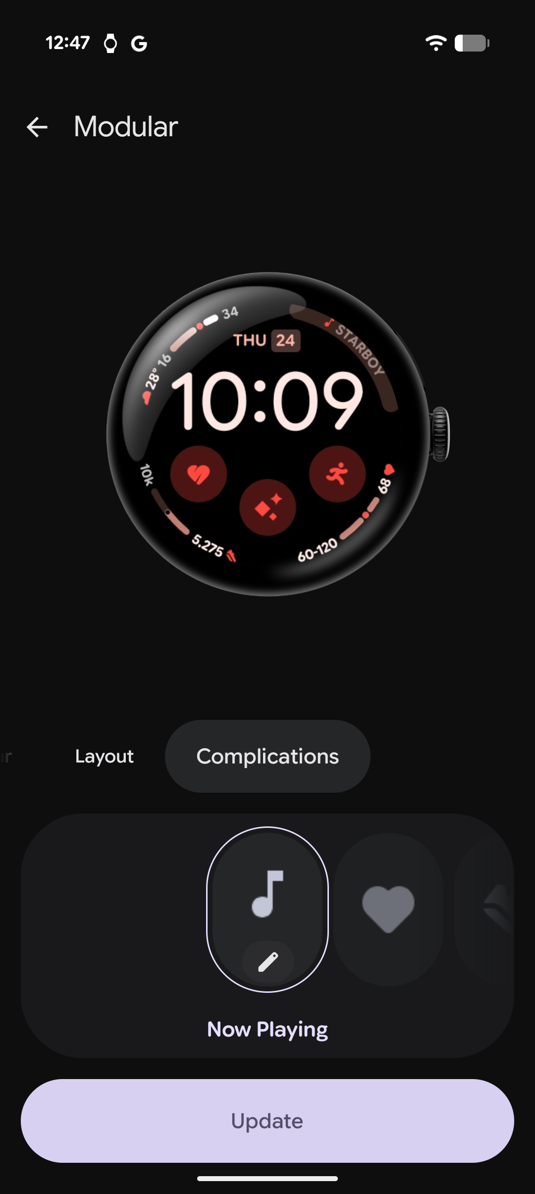 Cài đặt complication Now On Wrist trên mặt đồng hồ Wear OS