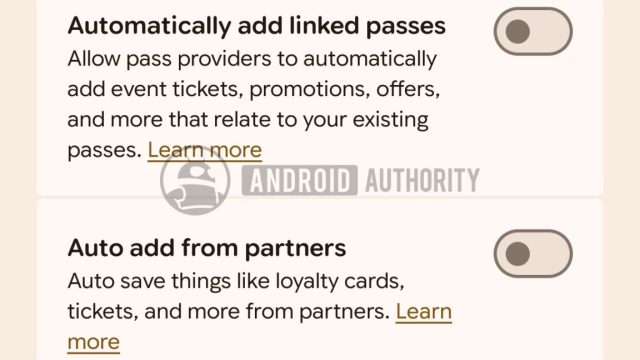 Cài đặt Google Wallet hiển thị nút Auto add from partners dưới mục Passes